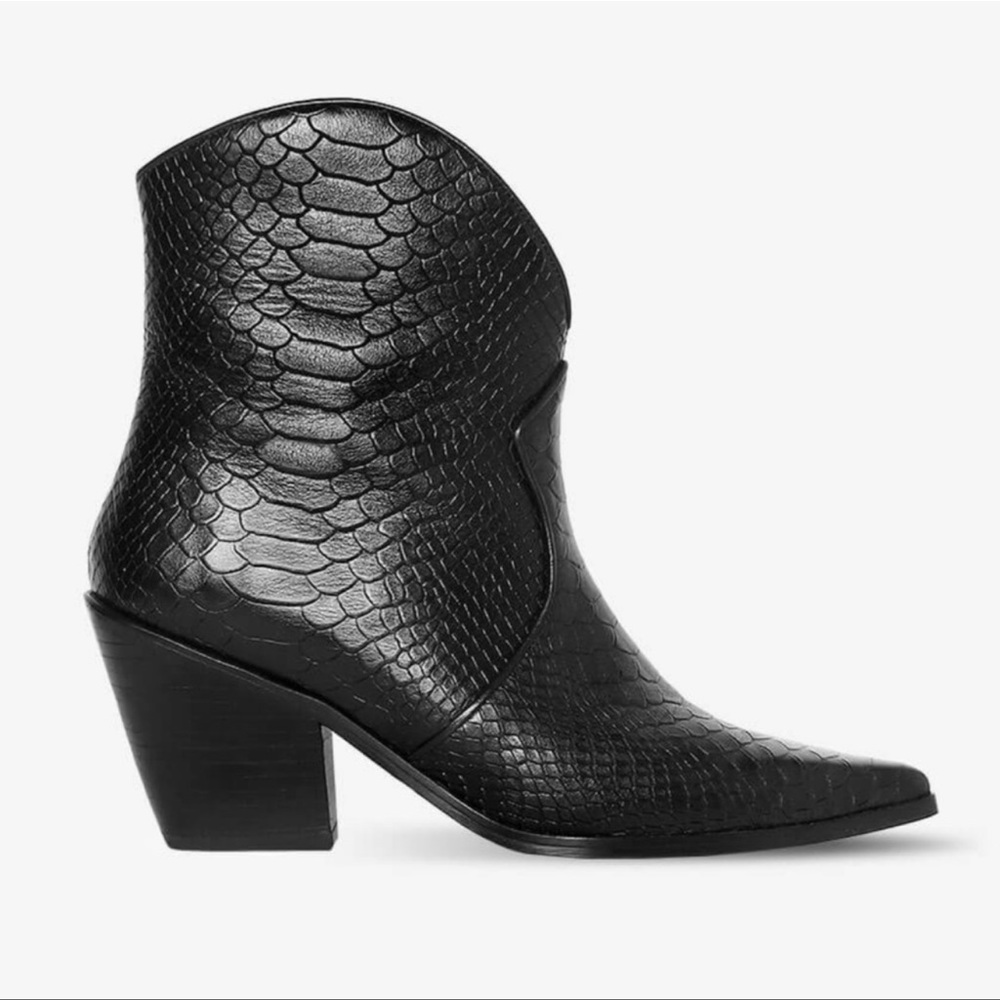 ANINE BING Easton Crocodile Textured Leather Boot With A Western Vibe (LAST ONE) - Picture 4 of 16